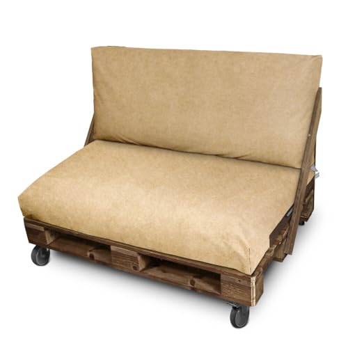 HAPPERS Set Cojines Impermeables y Desenfundables para Palets en Polipiel Exterior Beige Patagonia