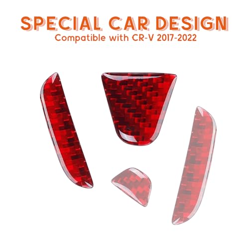 Image of Bilisin Compatible with Rear Tailgate Insert Emblem Logo Carbon Fiber Emblem Badge Decal Cover Trim with Strong Adhesive for Honda CRV 2017-2022 Red