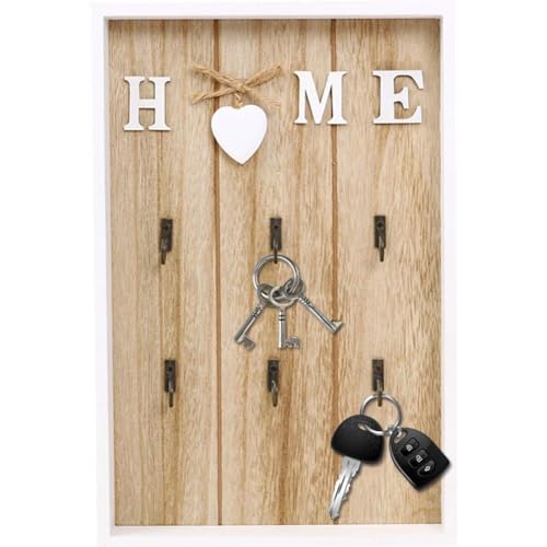 Gancho de metal para llaves con soporte de madera resistente de pared 7