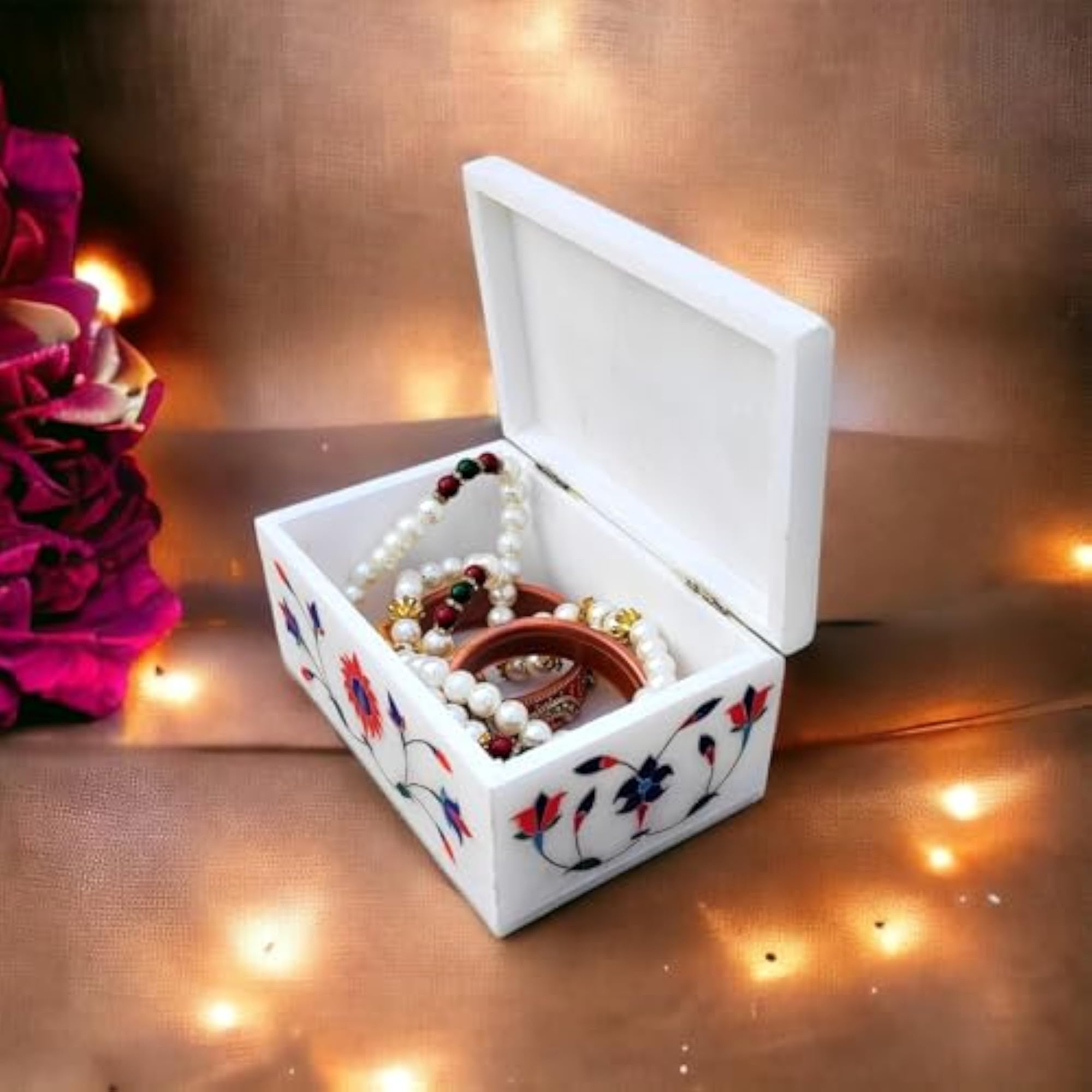 White Marble Decorative Jewellery Box, Valentine's Day Gift