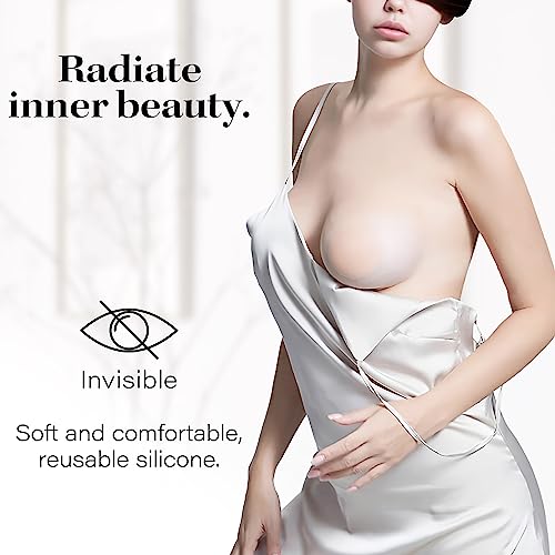 image for QUXIANG 4 Pairs Pasties Women Nipple Covers Reusable Adhesive Silicone