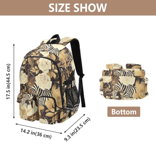 Mochila para laptop de 17.5 pulgadas negra con flores románticas y diseño ligero 3