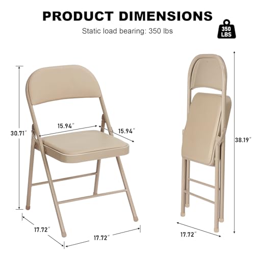 Image of 30 Pack Khaki Folding Chairs with Padded Cushion and Metal Frame