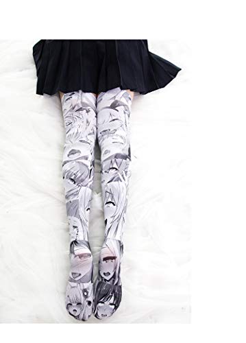 Image of SINROYEE Sexy Cosplay Knee High Stockings Anime Cartoon Printing Thigh High Socks for Women Cute Lolita JK
