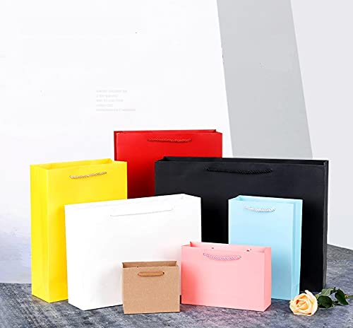 10 Uds Bolsa de Papel de Regalo Bolsa de Compras de Ropa de Regalo Papel Kraft Color sólido Negro Blanco Rosa
