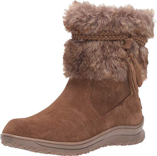 Minnetonka Women's Everett Faux Fur Slip-On Boots, Dusty Brown Suede, 8 M
