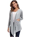 【Angenehmer Stoff】50%Viskose+50%Polyester,Stückeln Chiffon und Strick. Chiffon Revers im Wasserfall Optik, herrlich leicht und Luftig, Sehr lässiger Style.