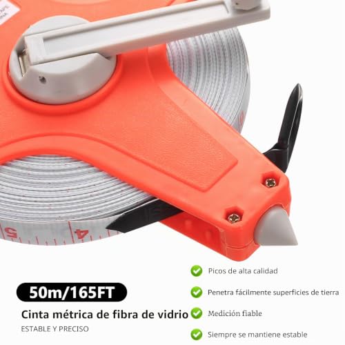 Miniatura 3 de Cinta Métrica De 50 M Con Mango Ergonómico, Cinta Métrica Abierta, 50 M, De Fibra De Vidrio, Doble Cara