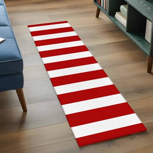 Tapete corredor 2x6 pies rojo con franjas antideslizante miniatura 3