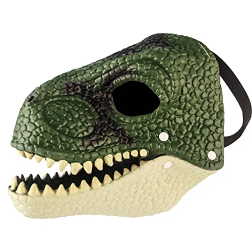 Dinosauriemasker flicka dinosaurie leksak rörlig käke dekor halloween raptor mask kostym fest maskerad cosplay fest födelsedag vuxen (grön)
