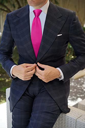 Image of HISDERN Mens Ties Solid Color Wedding Ties and Pocket Square Neckties Clip Sets Business Formal Satin Ties for Men