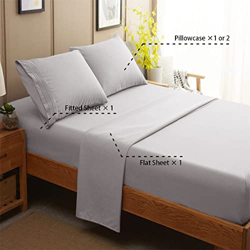 Image of SONORO KATE Bed Sheet Set Super Soft Microfiber 1800 Series Luxury Egyptian Sheets 16-Inch Deep Pocket Wrinkle and Hypoallergenic-4 Piece(Full Grey)