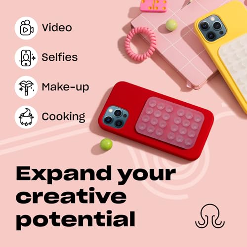 image for OCTOBUDDY Classic - Silicone Suction Phone Case Adhesive Mount - Hands