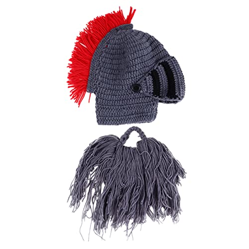 Casquette chevalier protège visage du froid bonnet tricot barbe longue