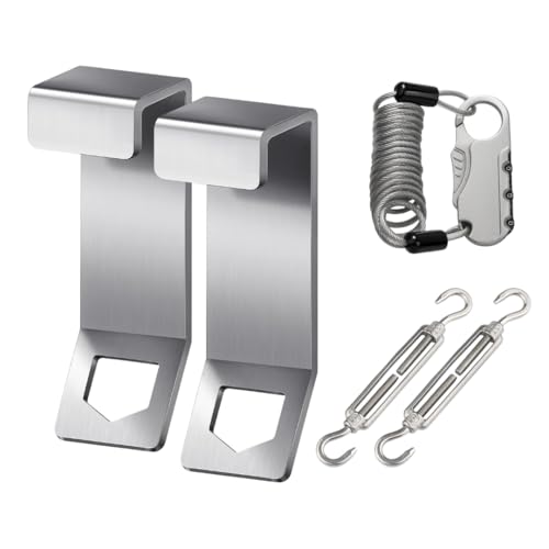 Loyipu Heavy Duty Stainless Steel Cooler Security Kit - 2 Pack Anti-Theft Lock Bracket with Retractable Cable & Turnbuckle for Boat Deck/Trailer (Fits Yeti/RTIC Tundra)