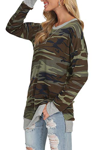 Image of levaca Women's Fall Long Sleeve Side Split Loose Blouses Casual Pullover Tunic Tops