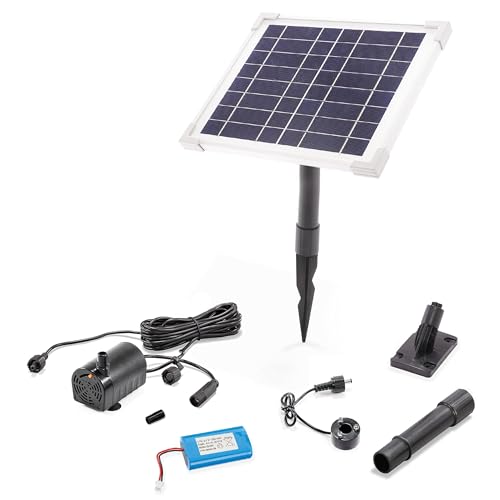 esotec Solar Pumpensystem, LED Lichtring, Akku, Pumpe, Solarmodul, Wasserspiel Springbrunnen, Solarbrunnen, Springbrunnenpumpe,...