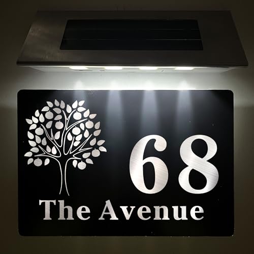 Solar House Number Plaque - Design 1