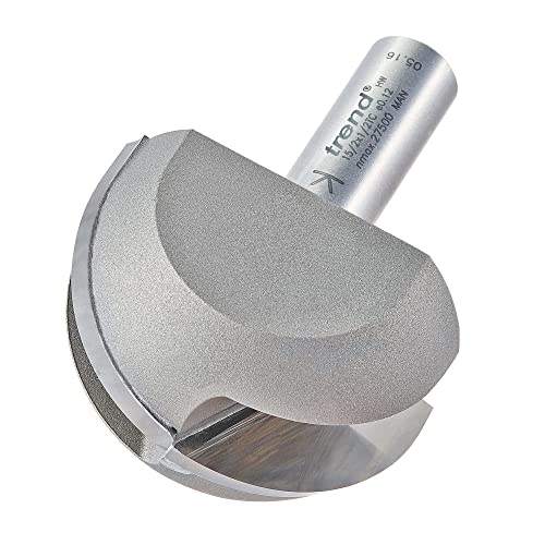 Trend Professional Cove Router Cutter, 25.4mm Radius, 1/2 Inch Shank, 50.8mm Diameter and 31.7mm Cut Length, Without Bearing