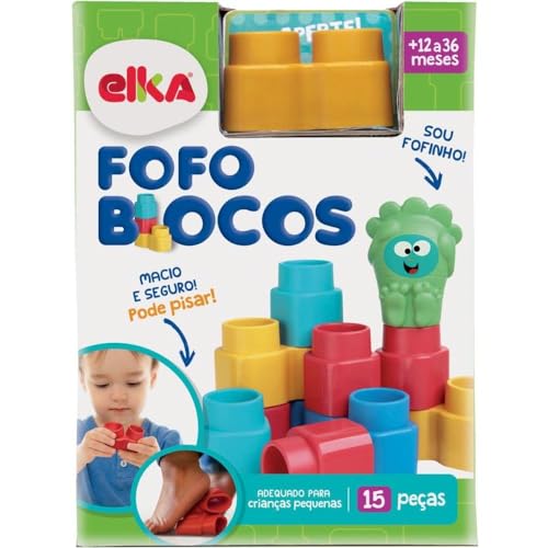 Brinquedo para Montar Fofo Blocos 15 Peças, Elka, Multicor