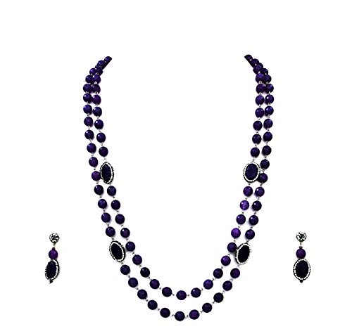 Bijoux femme perle et agate violette onyx véritable avec zircons d'exception