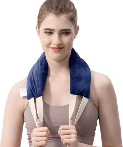 Neck Heating Pad Microwavable Weighted Microwave Heating Pad Neck Wrap for Shoulder Back Pain Relief, Machine Washable Cover, Warm Rice Bag Pack for Cramps, Hot Cold Therapy 1.5 lbs Lavender Scented
