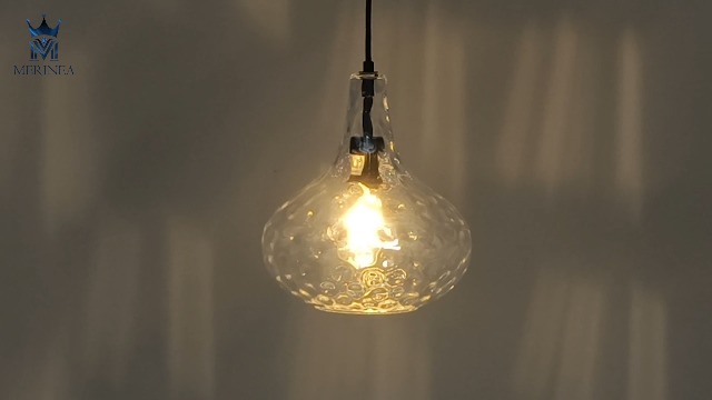 Image of 11 inch Black Hammered Glass Pendant Light, E26 Kitchen Island Light | 11 inch handblown hammered glass pendant light with matte black finish, adjustable cord, E26 base, ideal for kitchen islands