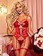 Avidlove Damen Body Dessous Set Latex Sexy Bodysuit Leder Unterwäsche Outfit Verstellbar Spitze Strapsen Strumpfband Reizwäsche BH und Slip Lingerie(Strümpfe Nicht enthalten) Rot S