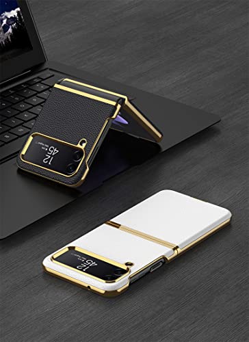 SHIEID Capa de couro para Samsung Z Flip 4, capa para celular galvanizada Galaxy Z Flip 4, compatíve