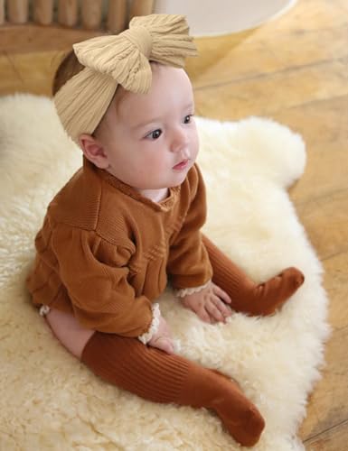 6 Pack Nylon Headbands with Stretchy Infant Bows, Pink Head Wraps for Newborns and Toddlers (03H-10)3