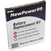 طقم استبدال البطارية NewPower99 مع البطارية وتعليمات الفيديو وأدوات Magellan Maestro 5300
