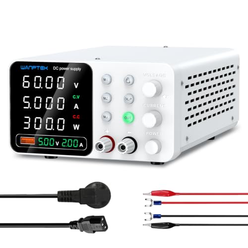 Image of WANPTEK DC Power Supply Variable 0-60V 0-5A, Adjustable Switching Regulated Bench Power Supply with Memory Preset, Lock Key, OCP Protection, USB Fast Charging for Laboratory /Electronic Repair