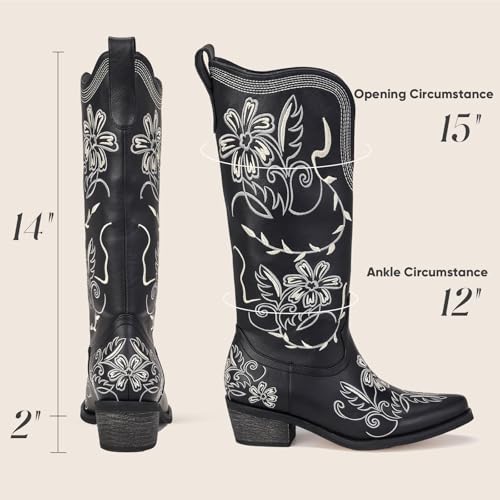 Image of Cowboy Boots for Women, Pointed Toe Chunky Heel | All-day walking comfort design, versatile for daily outfits, country music festivals and western style occasions