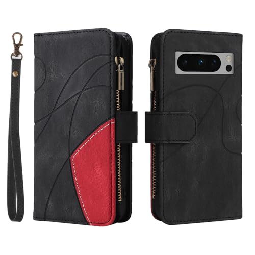 Étui en cuir noir pour Google Pixel 10 Pro XL avec rabat magnétique de haute qualité