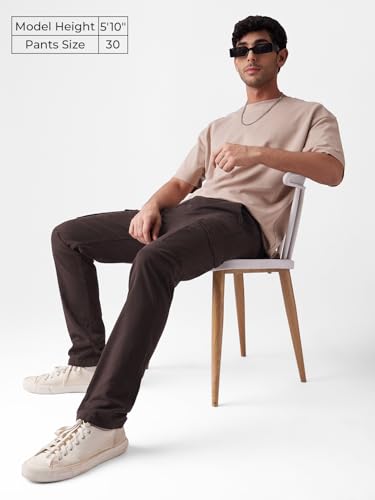 Image of The Souled Store Solids: Navy Blue Mens Regular fit Button Cotton Cargo Pants