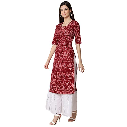 Image of Pinkmint Women's Crepe Grey Color Floral Printed Straight Kurti[NB-530357]