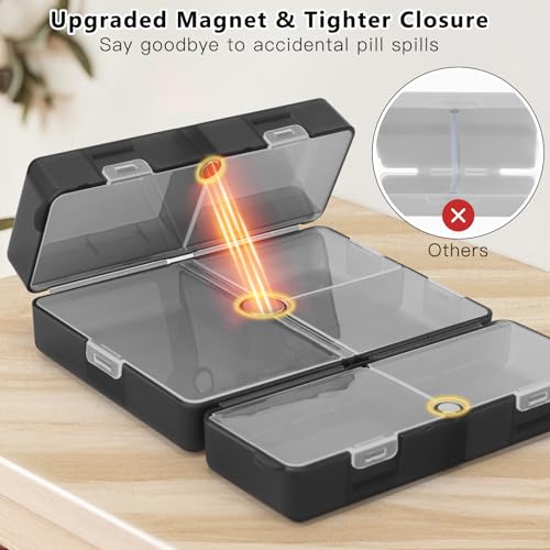 Image of FYY Travel Pill Organizer, Large Pill Box Medicine Case-2pcs Clear Black