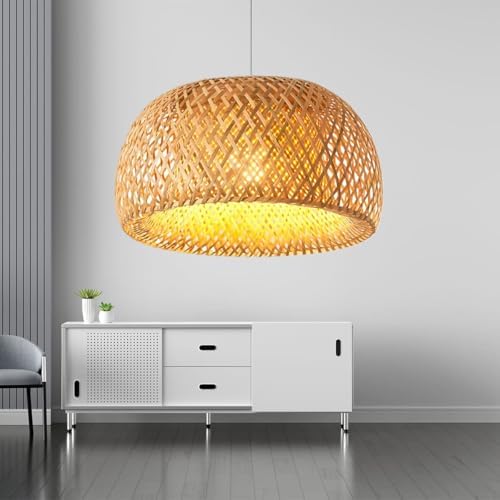 Luminária de Teto Lustre Pendente Bambu Malibu Rústico 35cm com F...