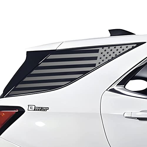 BOGAR TECH DESIGNS Precut Quarter Window American Flag Vinyl Decal Sticker Compatible with Chevrolet Equinox 2018-2024, Matte Black