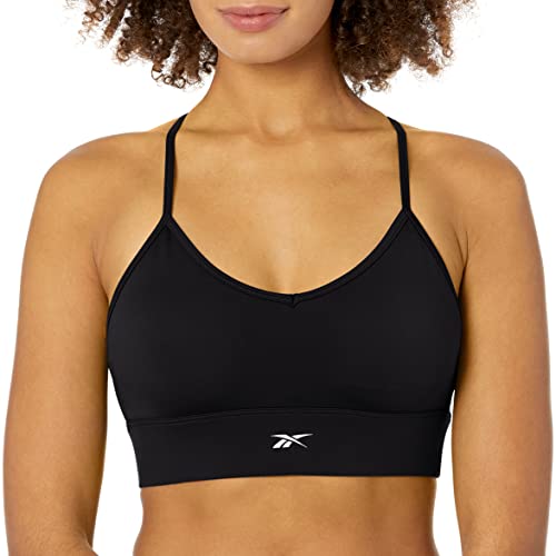 Image of Reebok Women's Satin 91% PES /9% El-Interlock-Hydrophilic Finish /Print-Digital Sublimation-Disperse Classic Workout Sports Bra