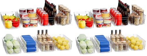 Image of incostar Clear Fridge Organizer, Refrigerator Organizer Bins with Handle, Freezer, Kitchen Cabinet, Pantry Organization, BPA Free Fridge Organizers (12.4 inch 16 Pack)