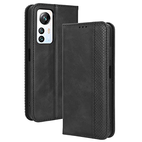XINNI Protective Phone Case for Blackview A85, PU/TPU Vintage Flip Leather Shockproof Cover Magnetic Book Style Wallet, Black