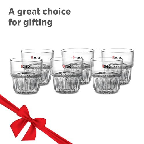 Image of Treo by Milton Empress Whiskey Glass Set of 6, 255 ml Each I Crystal Clear Glass I Classic Design I Tumbler for Whiskey, Bourbon, Scotch & Cocktails