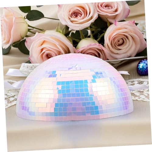 Bola espejada reflectante Cabilock, hemisferio decorativo para pared, 8 pulgadas, medio esfera de espuma y plástico, decoración moderna para discoteca, hogar, fiestas temáticas de los 70 y centros de mesa miniatura 4