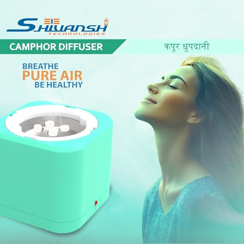 Image of Shivansh Technology Incense Holder Kapoor Dani Electrical Camphor Diffuser Burner | Aroma Diffuser for Home Electric, Essential Oil Diffuser (Aqua Green)