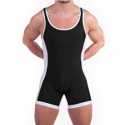 Maillots De Lutte pour Hommes Supporters Athlétiques sans Manches Uniforme De Lutte Combinaisons De Sport pour Le Plaisir 4309 Noir XL