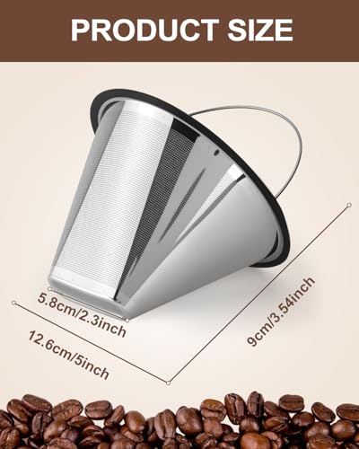 Image of 2 Pack #4 Coffee Filter Compatible with Technivorm Moccamaster 79112 KBT 53923 KBGV 59691 KB etc Coffee Machines, Reusable Food-Grade Safe Material Stainless Steel Mesh coffee filters #4 Durable