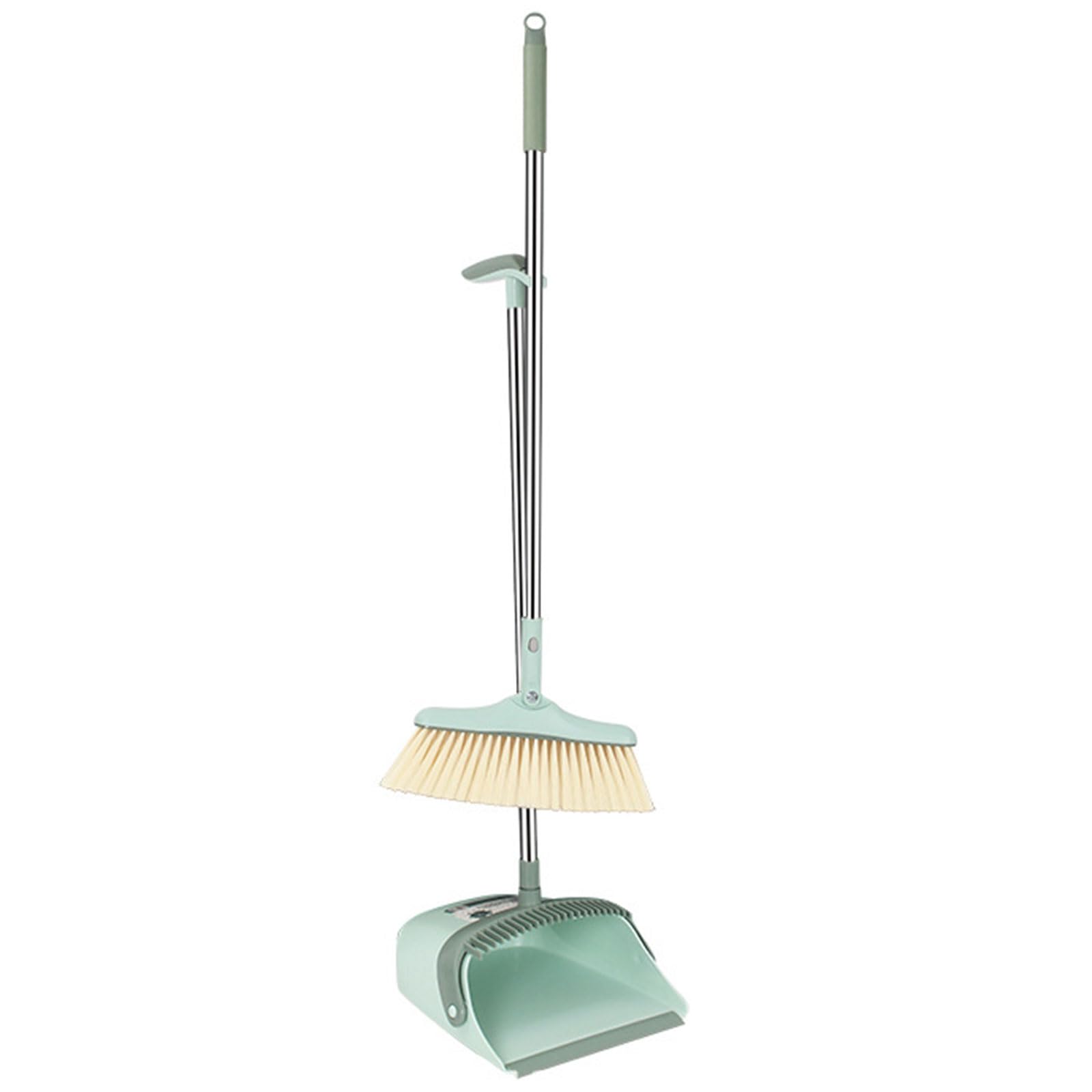 Besen- und Kehrschaufel-Set Zusammenklappbare Besen- und Kehrschaufel-Kombination Eingebaute Kammzähne zur automatischen Reinigung von Tierhaaren für den Boden im Home-Office-Küchen,Grün