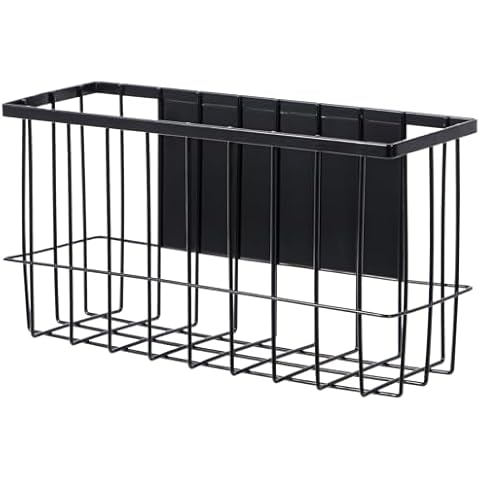 Yeeco Magnetic Basket Organizer,Black Mesh Holder Magnetic Book Shelf Strong Magnetic for Fridge, Refrigerator Office File Foil,Black,11x 3.9x 5.9 Inches Cover