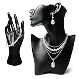 Behogan 2 Stück Schmuck Mannequin: Elegantes Schmuckbüste-Handdisplay, Große schwarze Resin-Schmuck-Präsentationsset, Hochwertige Ausstellungsständer, Präsentationsset, für Schmuckgeschäfte und Messen